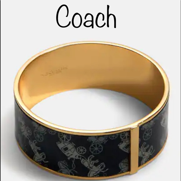 VINTAGE COACH Navy Blue Horse and Carriage Gold Bangle NWT RARE FIND! - Picture 1 of 6